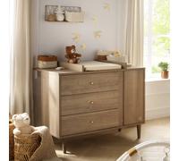 Commode 3 tiroirs et 1 porte avec détail imitation bois texturé et pieds bois - mokka marron TU
