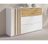 Commode 3 tiroirs et 1 porte - Coloris : Naturel et blanc - TUNALO