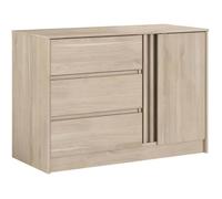 Commode 3 Tiroirs Et 1 Porte Effet Bois