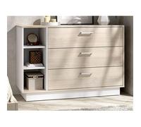 Vente-unique - Commode 3 tiroirs et 3 niches - Coloris : Naturel et Blanc - Leandre
