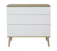 Commode 3 tiroirs Flow White et Oak