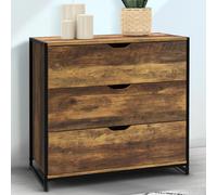 Commode 3 Tiroirs Hawkins 80 Cm Bois Foncé Design Industriel