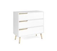 IDMarket Commode Helsinki 3 tiroirs 80 cm scandinave Blanc