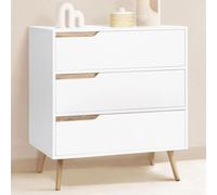 IDMarket Commode Helsinki 3 tiroirs 80 cm scandinave Blanc