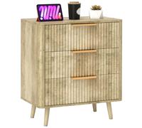 Commode 3 tiroirs - HOMCOM - poignées et pieds de pin - bois effet cannelé - pour chambre à coucher, salon, couloir - chêne