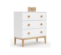 IDMarket - Commode 3 tiroirs Jacob 80 cm Enfant Blanc et Bois
