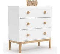 IDMarket - Commode 3 tiroirs Jacob 80 cm Enfant Blanc et Bois