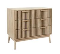 Home Deco Factory Commode Klaus – 3 tiroirs, bois brut, 90 x 49 x 79 cm – Marron