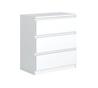 Commode 3 tiroirs - Meblocker - Meuble de Rangement Spacieux - Salon, Bureau, chambre à couche & enfant - Blanc