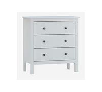 Commode 3 tiroirs, meuble de rangement sur pieds coloris Blanc- Longueur 77 x Hauteur 81 x Profondeur 40 cm - -