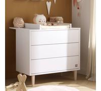 Commode 3 tiroirs pieds bois - paloma blanc/marron TU