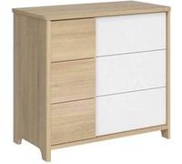 Commode 3 tiroirs Sacha en bois imitation chêne bocage et blanc - Galipette Blanc G