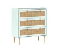 Commode design bohème en rotin - HOMCOM - 3 tiroirs - meuble de rangement - vert olive