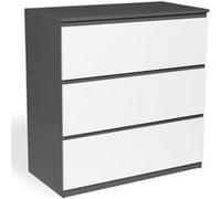 IDMarket Commode TOMI 3 tiroirs 78 cm Bois blanc et gris