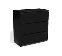 Commode 3 tiroirs TOMI 78 cm bois noir