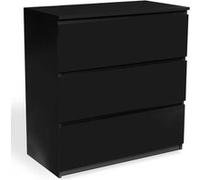 Commode 3 Tiroirs Tomi Bois Noir Noir