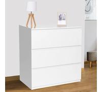 Commode 3 Tiroirs Tomi Bois Blanc Blanc
