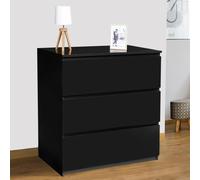 IDMarket - Commode 3 tiroirs TOMI 78 cm Bois Noir