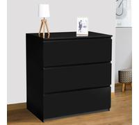 Commode 3 Tiroirs Tomi Bois Noir Noir