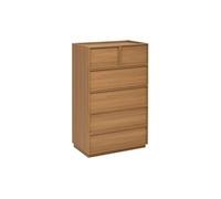5five Commode haute Framy 6 tiroirs poignées invisibles effet bois foncé 80 cm