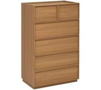5five Commode haute Framy 6 tiroirs poignées invisibles effet bois foncé 80 cm