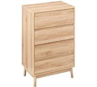 5five Table de chevet Abana – 4 tiroirs effet chêne naturel