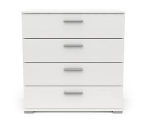 Commode 4 Tiroirs- Blanc Mat- Style Contemporain- pour Chambre- L79,7 x P41,9 x H82,6 cm