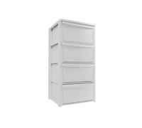Art Plast - Commode 4 tiroirs Blanc - Meuble de Rangement Chambre Bureau Buanderie - Tour de Rangement 39 x 38.5 x H 80.5 cm