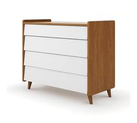 Commode 4 tiroirs bois massif peter noisette et blanc TU