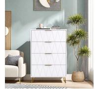 Commode 4 tiroirs - Buffet de rangement - Meuble de chambre - Pieds en métal - Style scandinave - 60 x 34 x 90 cm - Décor blanc mat