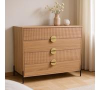 Commode 4 tiroirs décor bois rainuré 84cm VALLO Marron