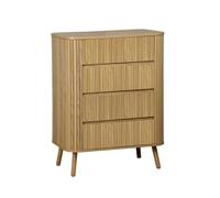 sweeek - Commode 4 tiroirs. décor strié Naturel. L 80x P 45 H 100cm