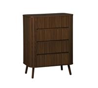 Commode 4 tiroirs. décor strié noyer. L 80x P 45 H 100cm