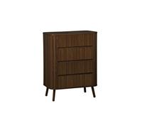 sweeek | Commode 4 tiroirs décor strié noyer L 80x P 45 H 100cm G