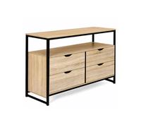 Commode 4 tiroirs DETROIT 110 cm design industriel avec étagère