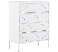 Commode 4 Tiroirs En Acier Blanc Matana Blanc