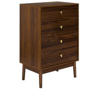 Commode 4 tiroirs en bois et MDF pieds en pin teinté chêne foncé - COLETTE