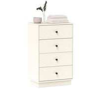 HOMCOM Commode 4 tiroirs Commode Chambre Meuble de Rangement Style Moderne avec poignées, pour Chambre à Coucher, Salon - 47 x 29 x 75 cm, crème