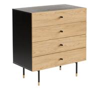 Commode 4 Tiroirs "Jugend" 80cm Noir & Chêne