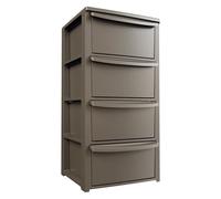 Commode 4 tiroirs Marron Meuble de Rangement Chambre Bureau Buanderie ArtPlast