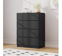 Commode 4 Tiroirs Meuble Rangement Moderne Table de chevet Coiffeuse Meuble Chambre Bureau Salon Cuisine 70x40x88,5cm Noir mat