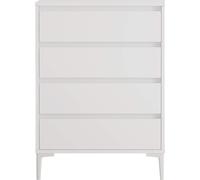 Commode 4 tiroirs Rebecca Mobili Kemiri 98,5x72x45 Panneau de particules PVC Blanc Moderne