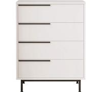Commode 4 tiroirs Rebecca Mobili Vahona 95x75x44,5 panneau de particules fer blanc gris foncé Moderne
