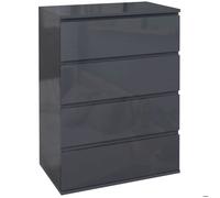 Commode 4 tiroirs sans poignées - HOMCOM - Moderne en Finition Laquée Grise - Grand Espace de Rangement