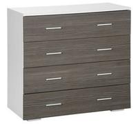 HomCom Commode style contemporain 4 tiroirs dispositif anti-basculement 76×35×72 cm blanc et gris