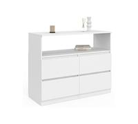 IDMarket Commode TOMI 4 tiroirs 100 cm avec niche Bois blanc