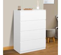 Commode 4 Tiroirs Tomi 75 Cm Bois Blanc Blanc