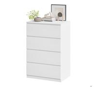 Commode 4 Tiroirs - WOLTU Meuble de Rangement - 60x40x90cm - pour Chambre, Salon et Entrée - Blanc