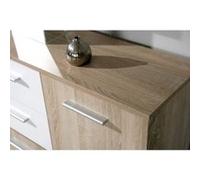 Enfilade de 7 rangements en bois 115 x 30 CM Blanche et Naturelle ELVEZIA Marron, Blanc