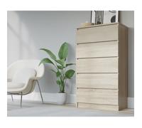 Commode 5 tiroirs 70cm, Couleur: Chêne sonoma, buffet salon, commode chambre, meuble de rangement, L: 70 cm, P: 39 cm, H: 124 cm